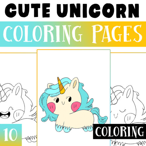 Cute Kawaii Unicorn Coloring Pages