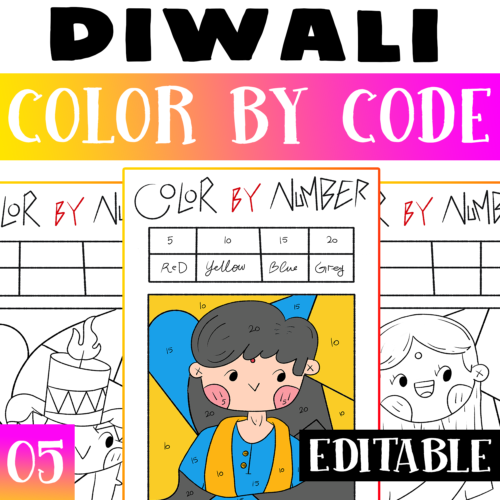 Diwali color by number coloring pages